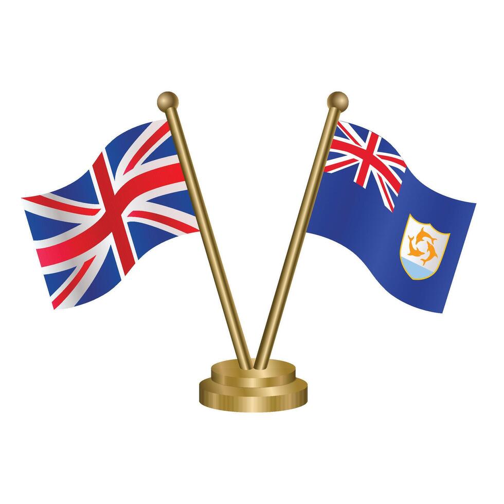 United Kingdom and Anguilla table flag. Illustration vector