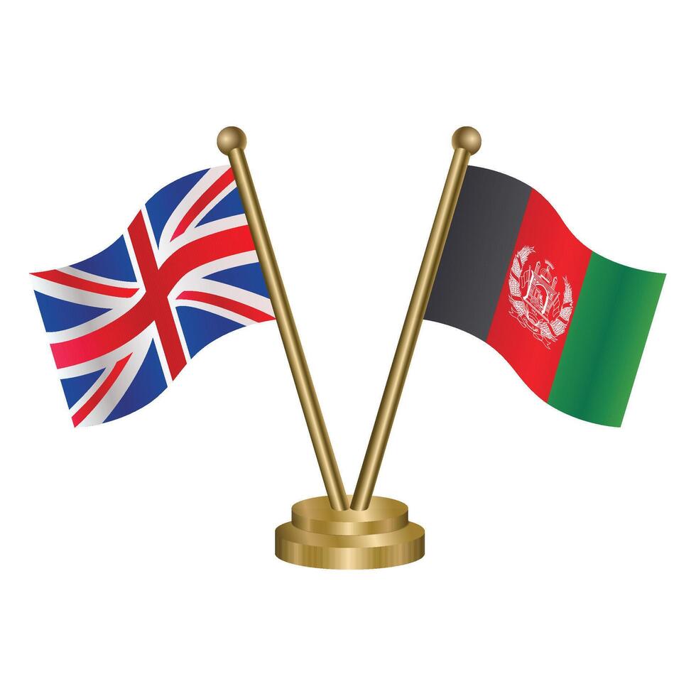 United Kingdom and Afghanistan table flag. Illustration vector