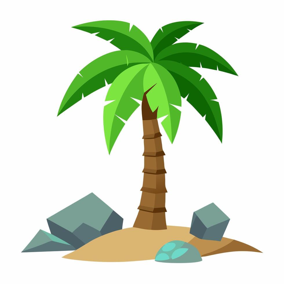 Tropical Palm Trees Illustration. Palm tree island concept illustration. Plam tree silhouette illustration. vector