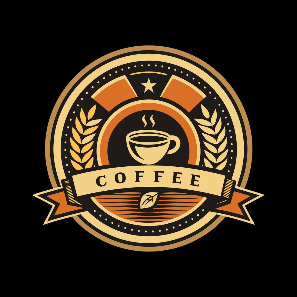 Minimal Coffee Logo Coffee Logo In round shape. Set of coffee elements and coffee accessories . vector