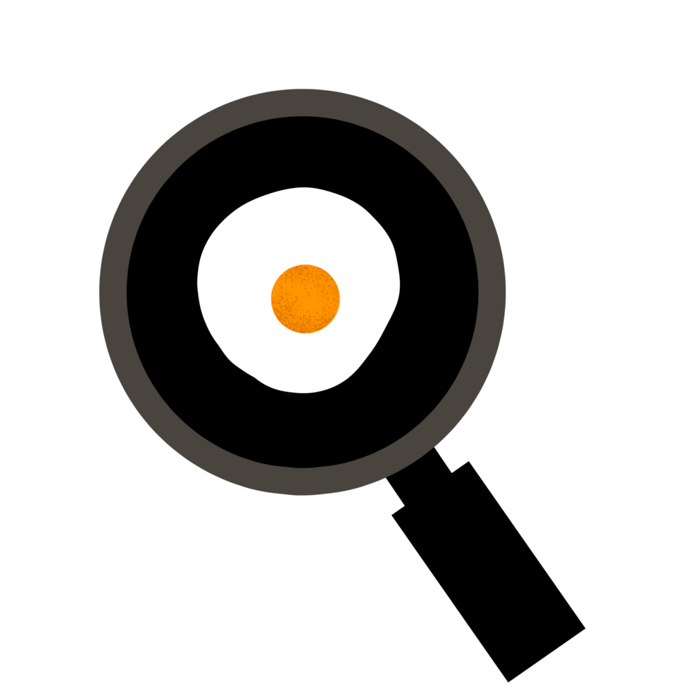 Illustration of an omelette on a frying pan png