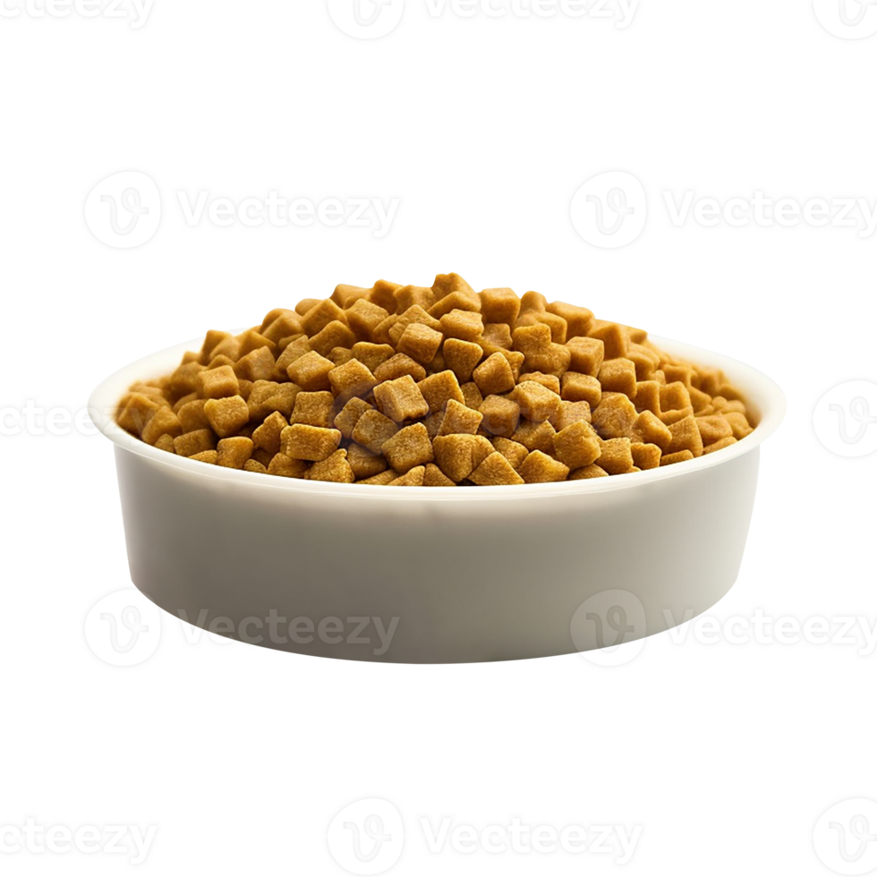 A bowl of delicious pet food on a transparent background png
