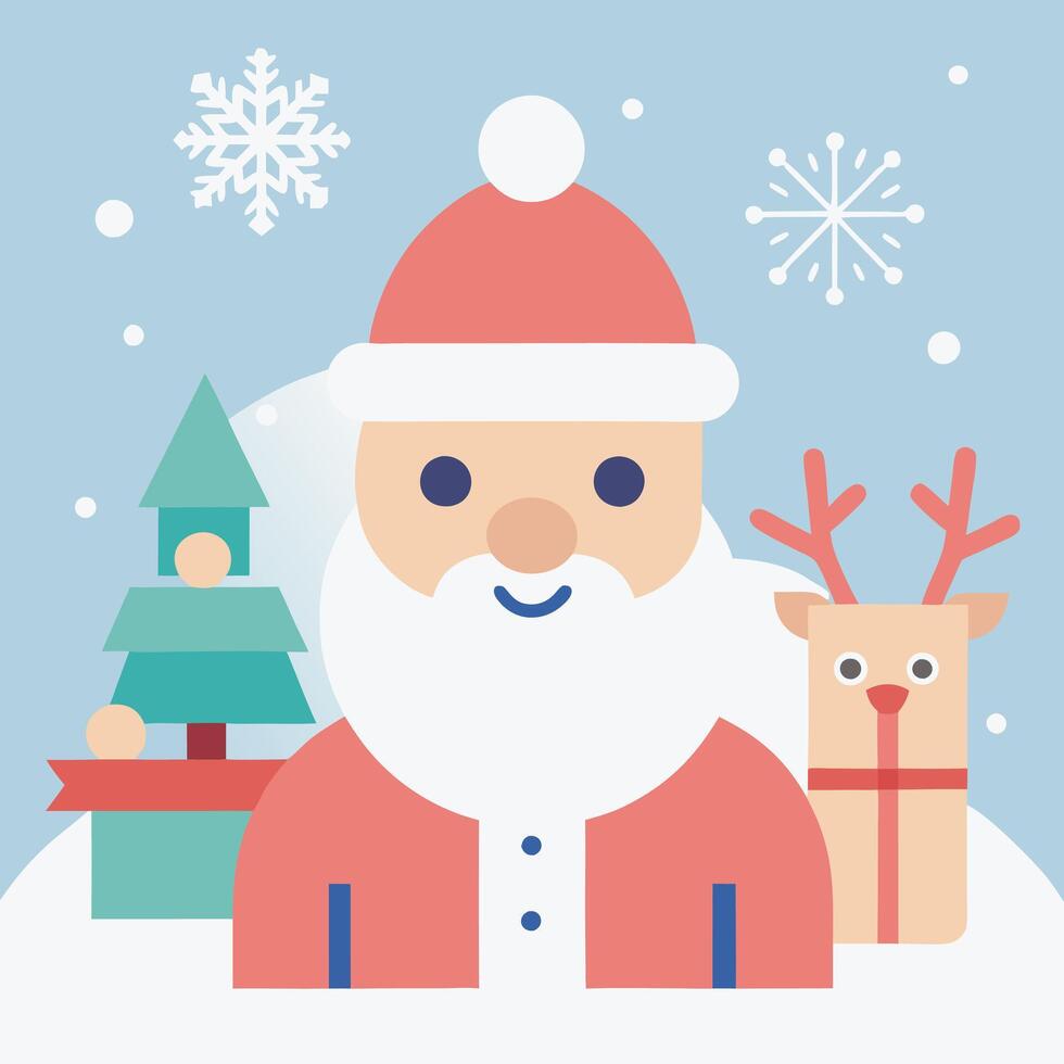 Minimalist Christmas illustration featuring Santa Claus vector