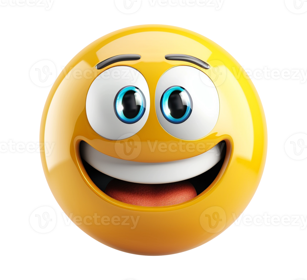 A smiling emoticion with blue eyes and a big smile png