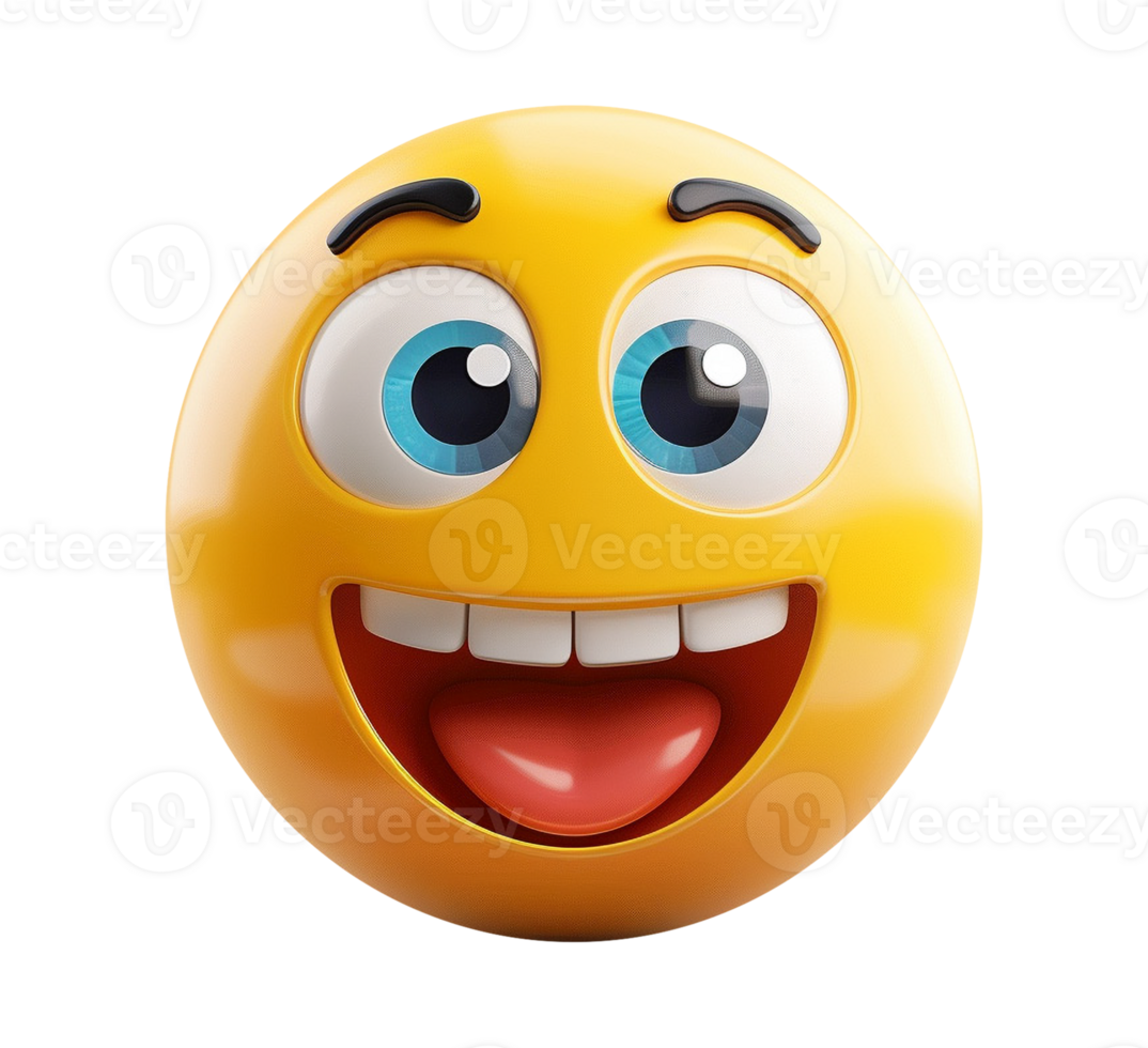 A smiling emoticion with blue eyes and a big smile png