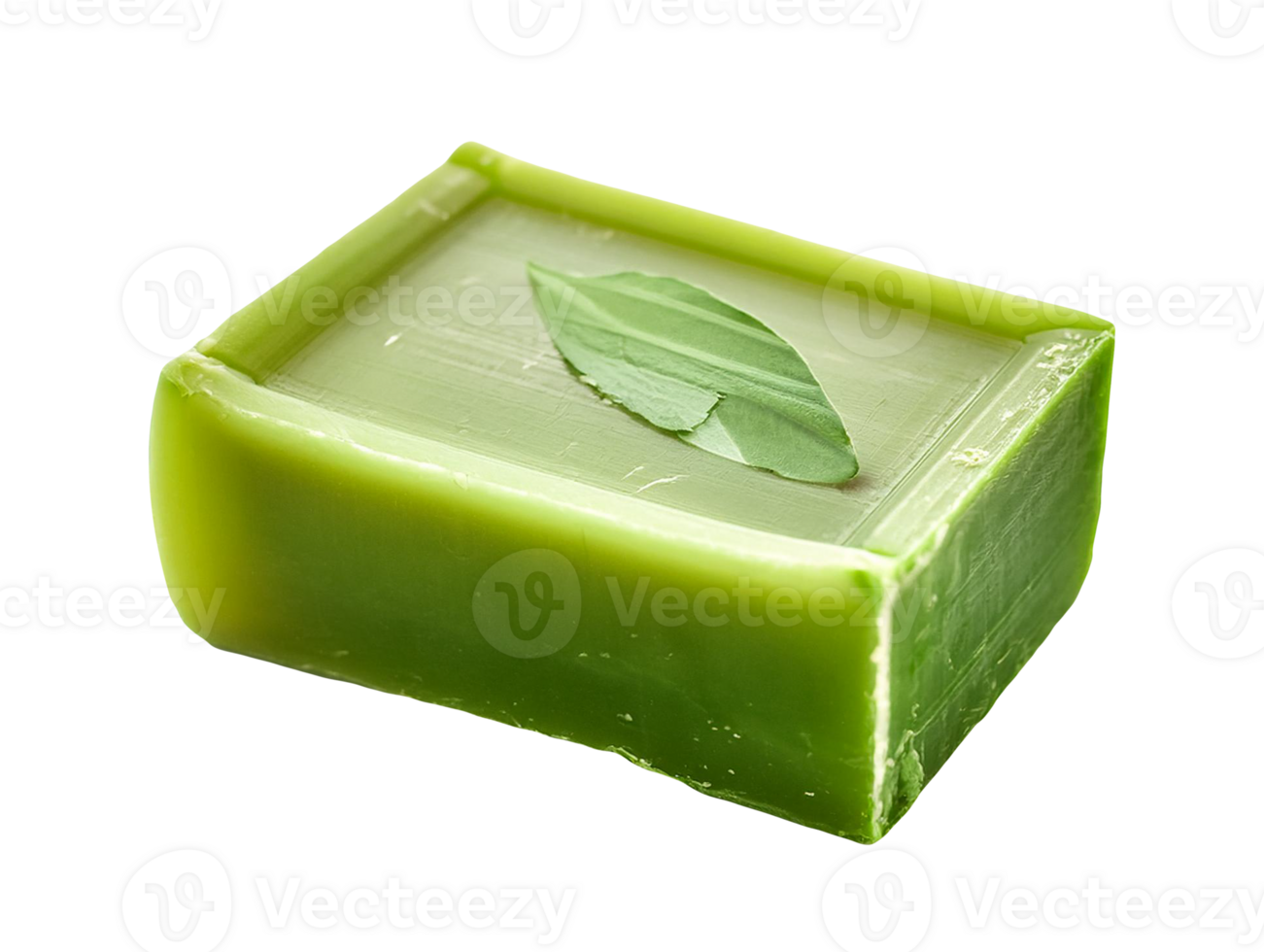 A soap bar with green leaves on it png