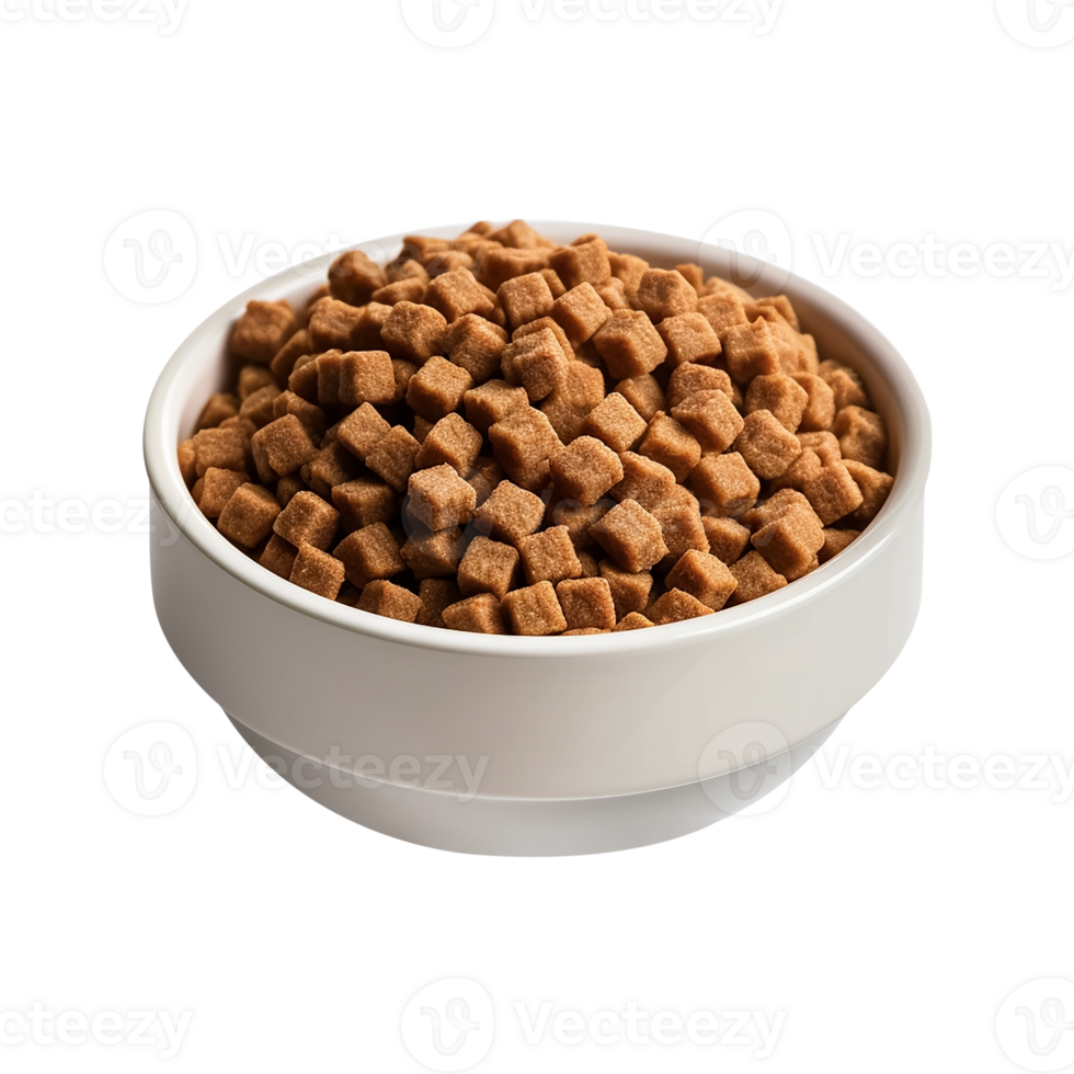 A bowl of brown pet food on a transparent background png