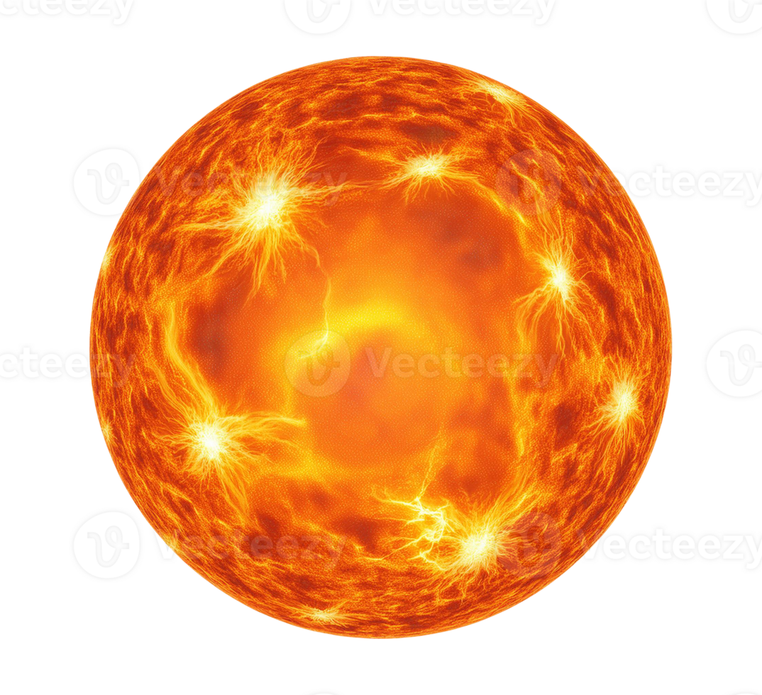 the flame sun is a sphere with a bright orange glow png
