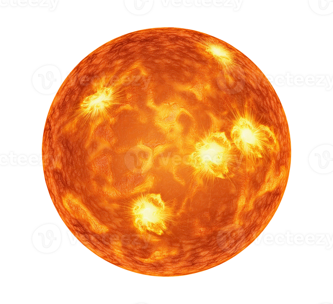 the fire sun is shown in a transparent background png