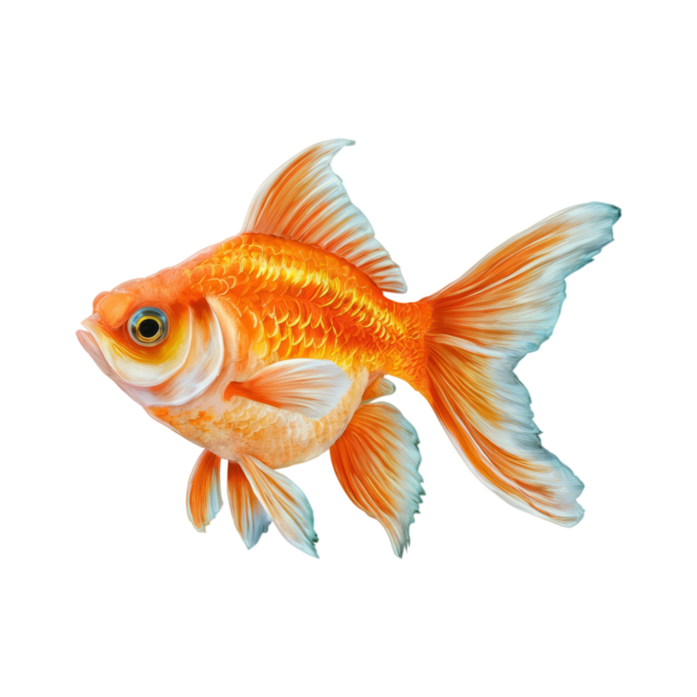 A vibrant goldfish swims gracefully against a white background png