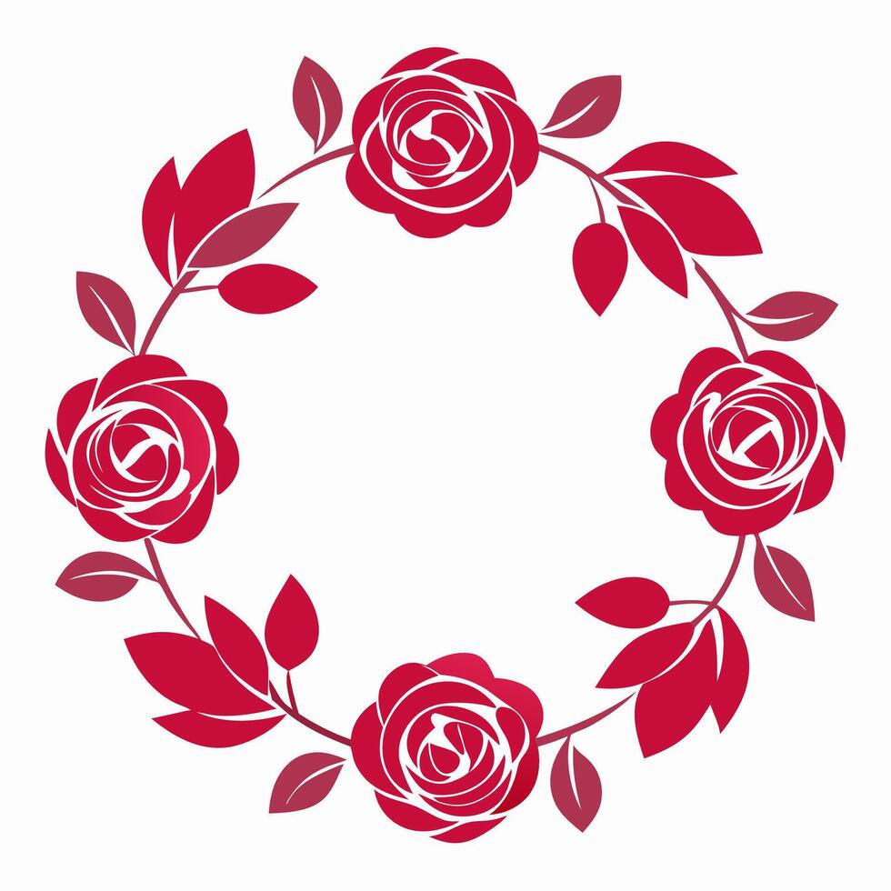 Red roses in a circle on a white background vector