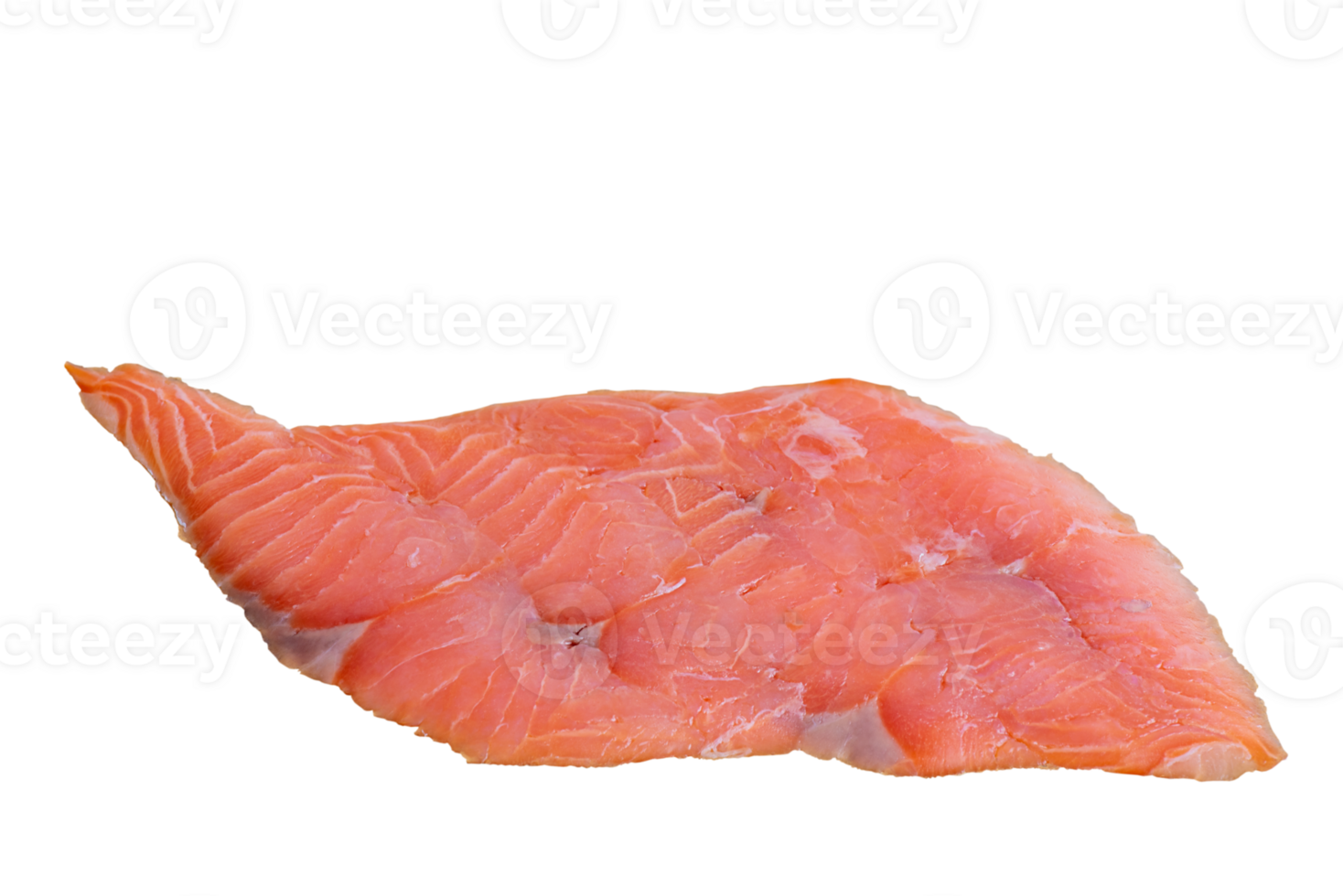 Thin slice of low-salt salmon fillet isolated. Red fish, food png