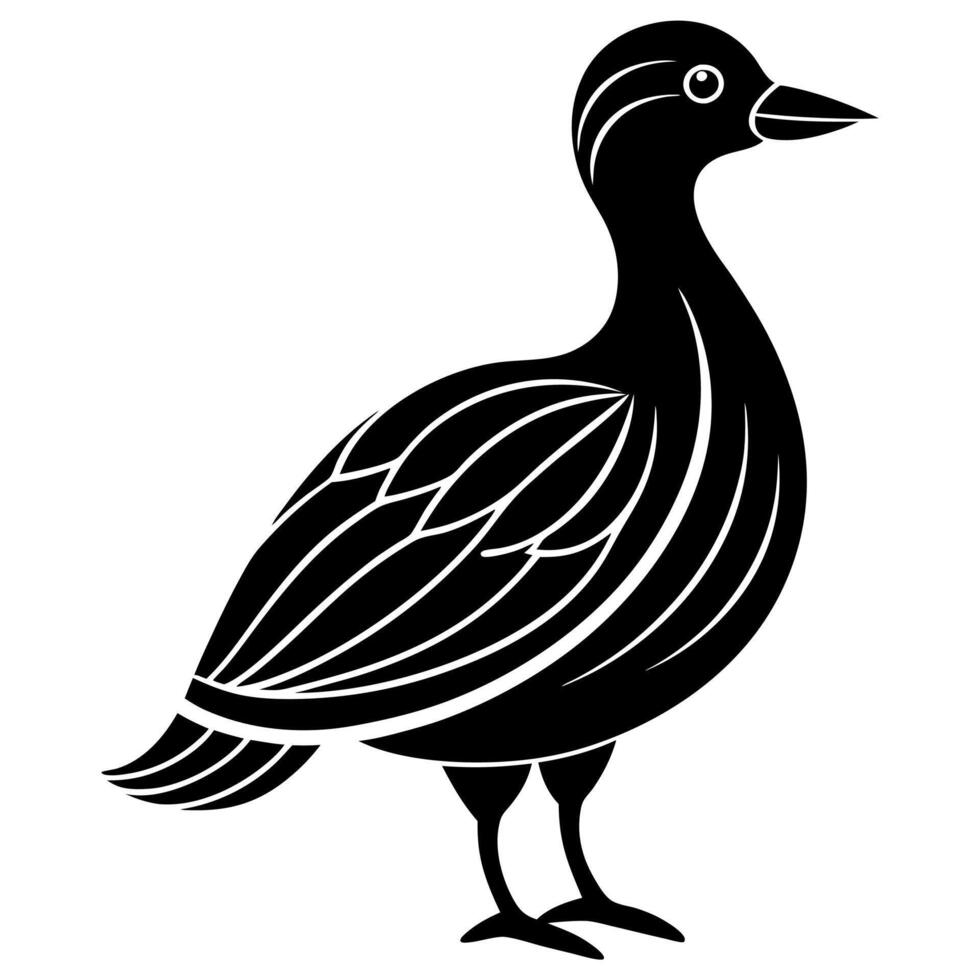 A black and white silhouette of a duck vector