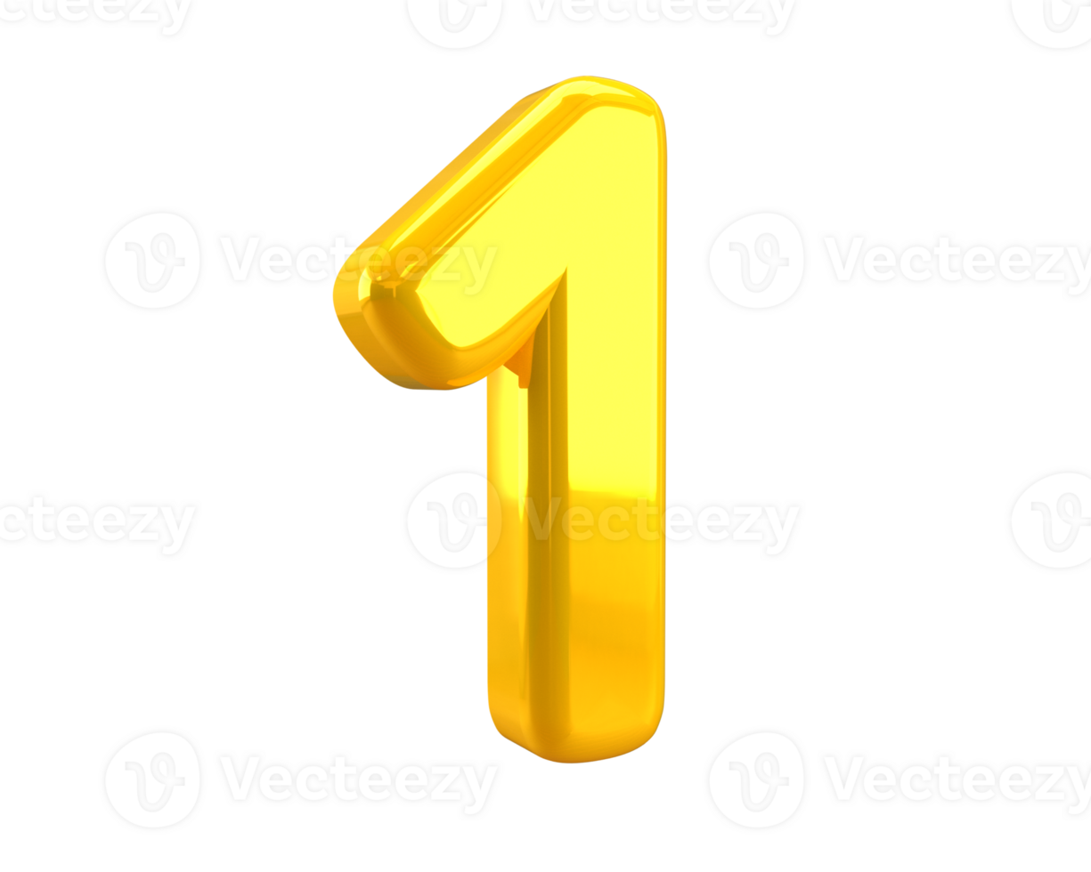 One number logo 3d winner best gold icon, 1 year png