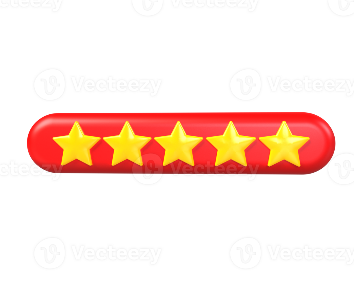 Stars review feedback label 3d rate social 5 star sign png