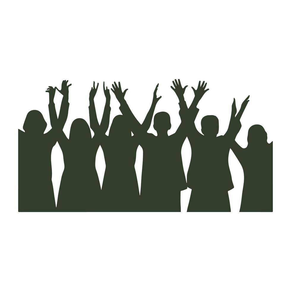 silhouette design of a joyful mob. background of a lively music party vector