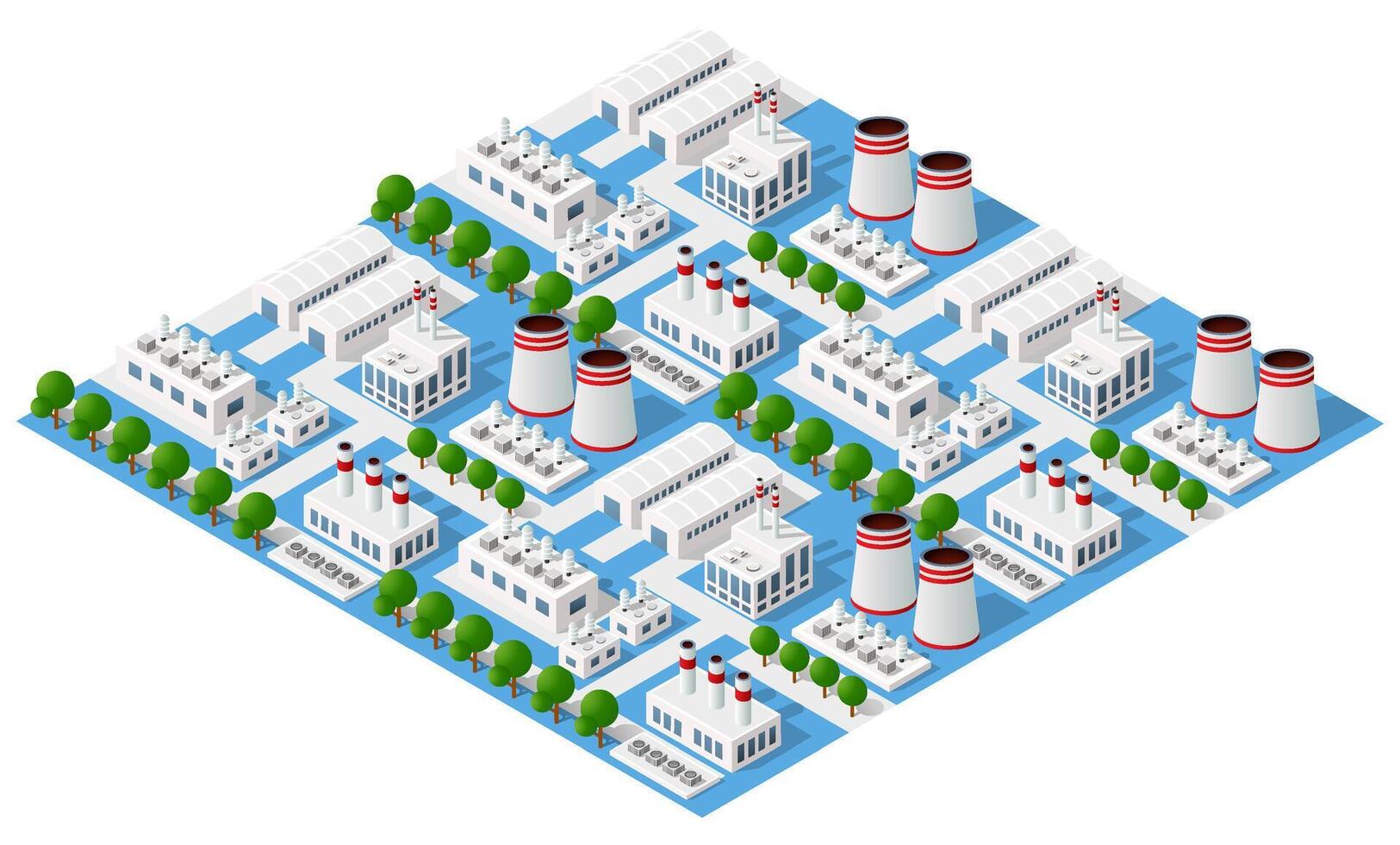 Isometric factory city illustration vector