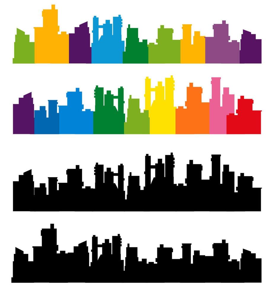 Rainbow city skyline vector