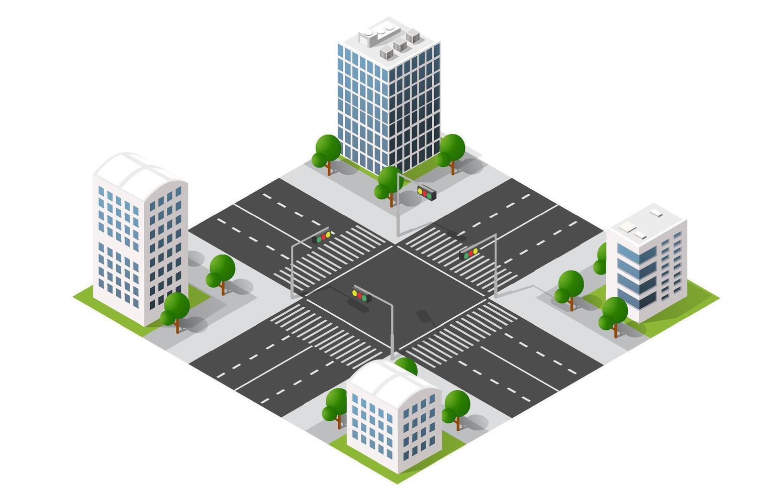 Isometric city street intersection illustration vector