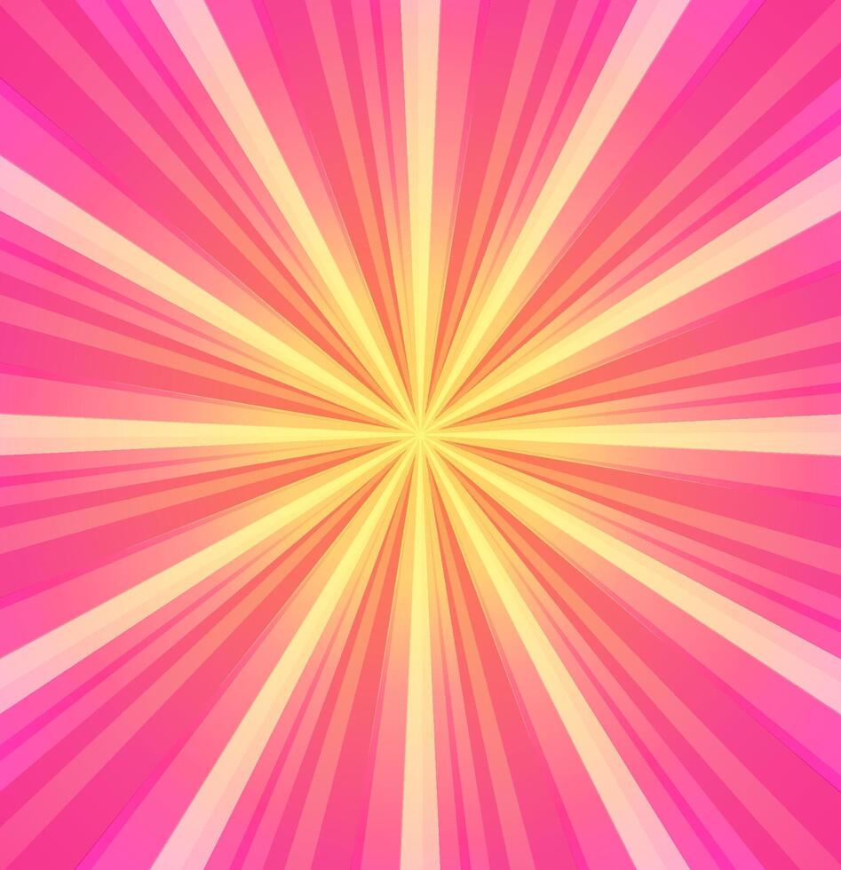 A pink and yellow sunburst background vector