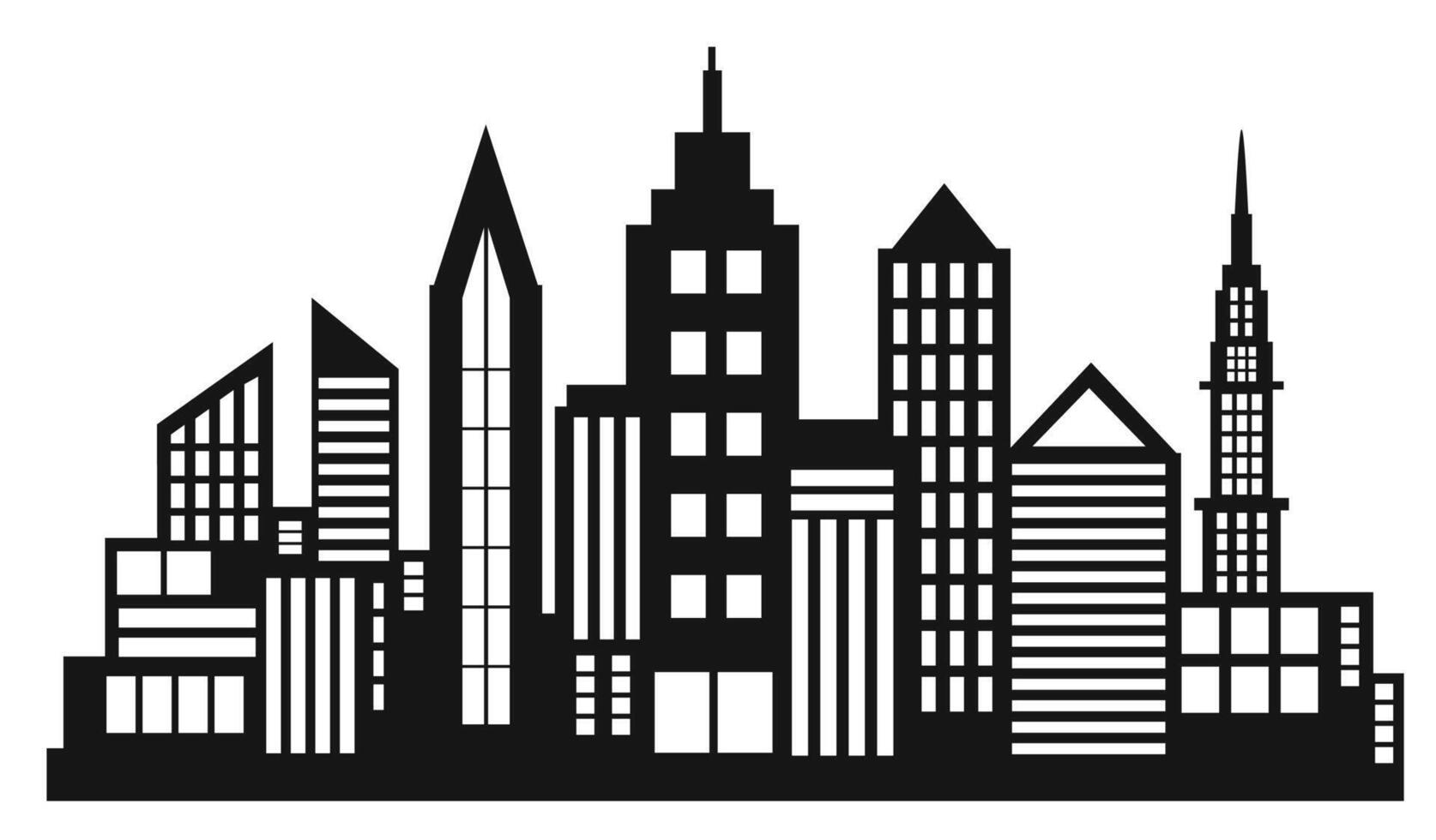 Silhouette of city skyline with skyscrapers vector