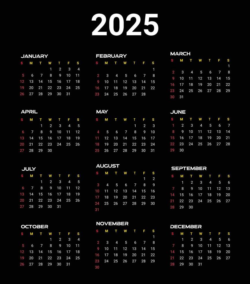 full page corporate 2025 calendar design vector