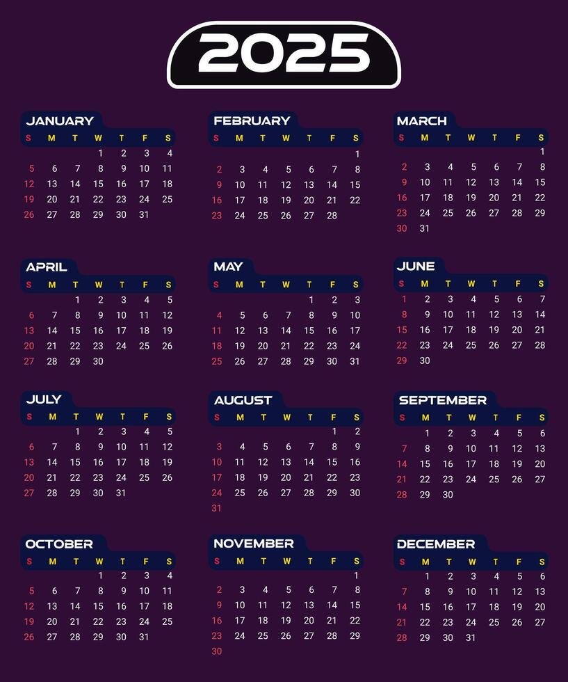 New year 2025 calendar design vector