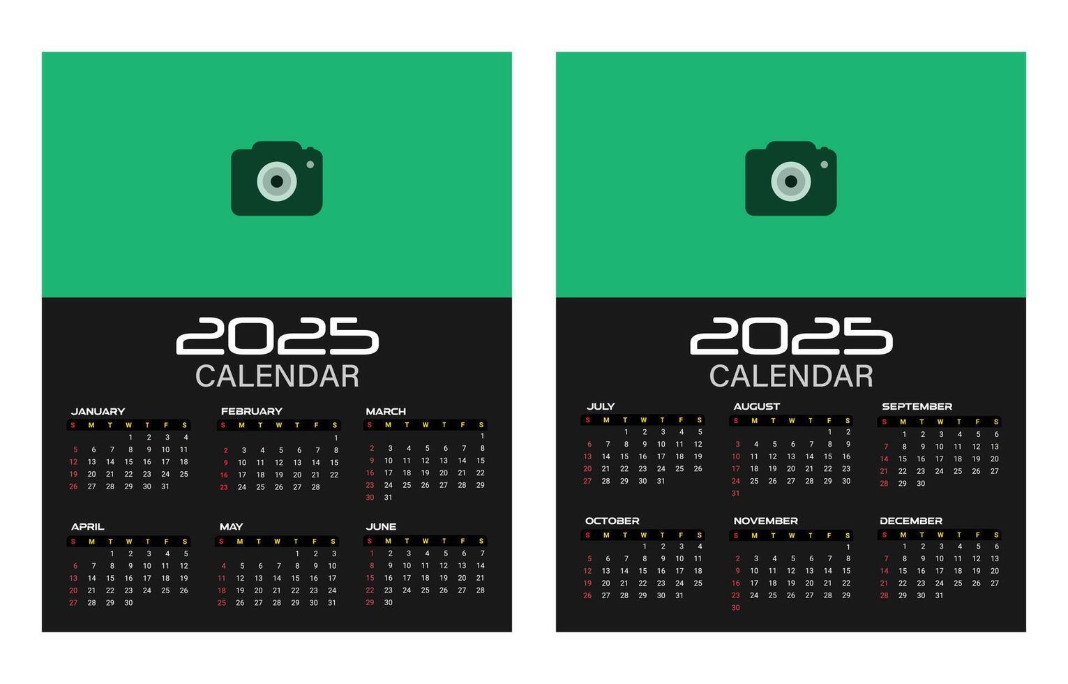 2025 New year full page calendar design vector