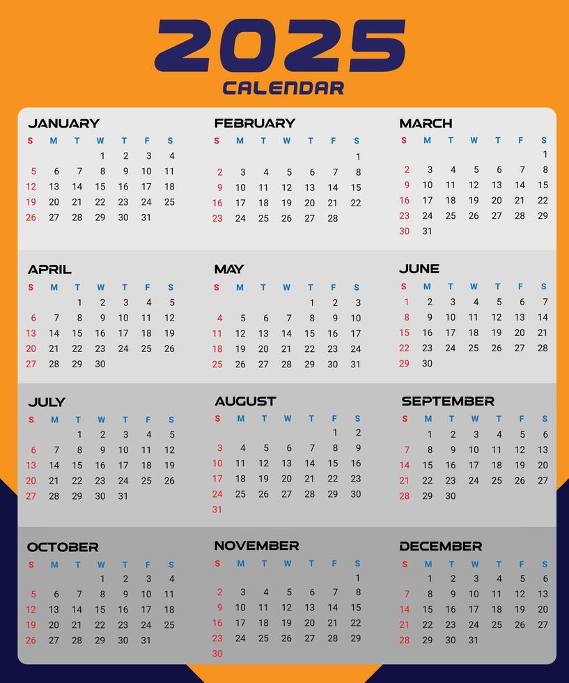 2025 full page business calendar design vector