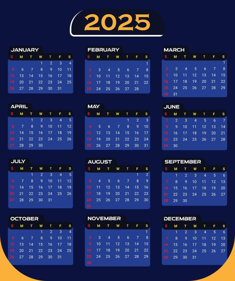 2025 business calendar design vector
