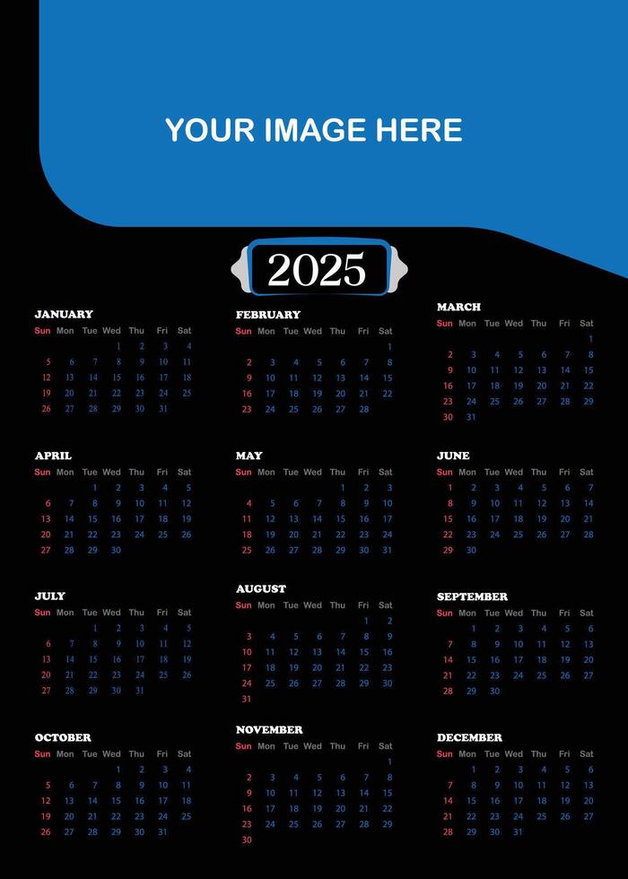 2025 New year full page corporate calendar design vector