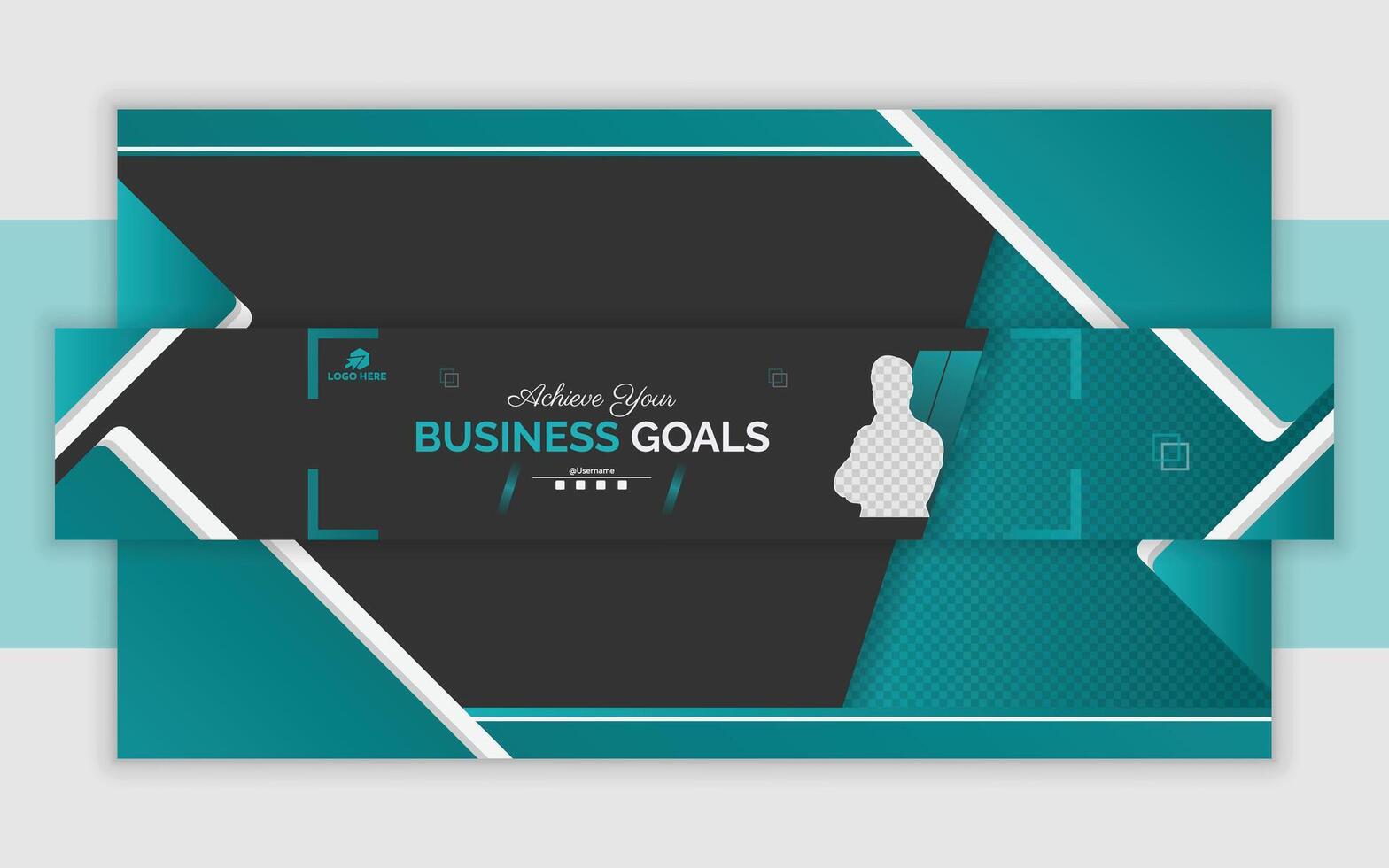 Business goals banner with a man in the middle vector