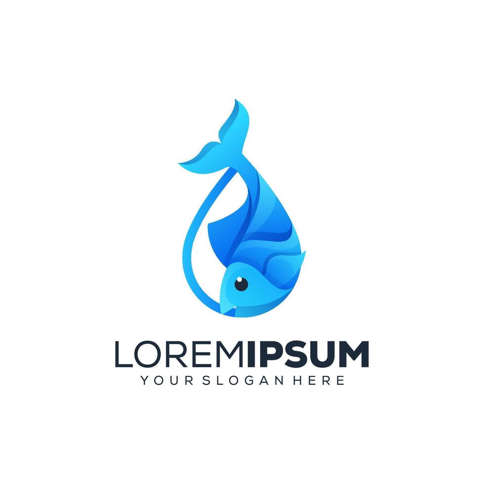 Abstract water with fish logo design vector