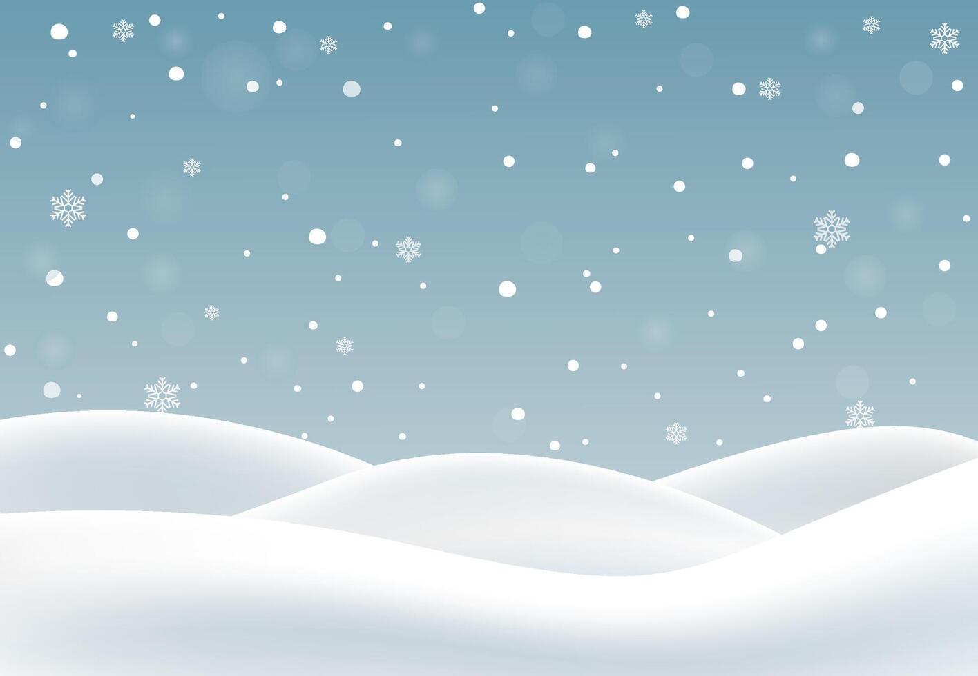 Winter snowy landscape. Hills with snowdrifts. Blue sky and snowfall. Invitation design. empty background for design. vector