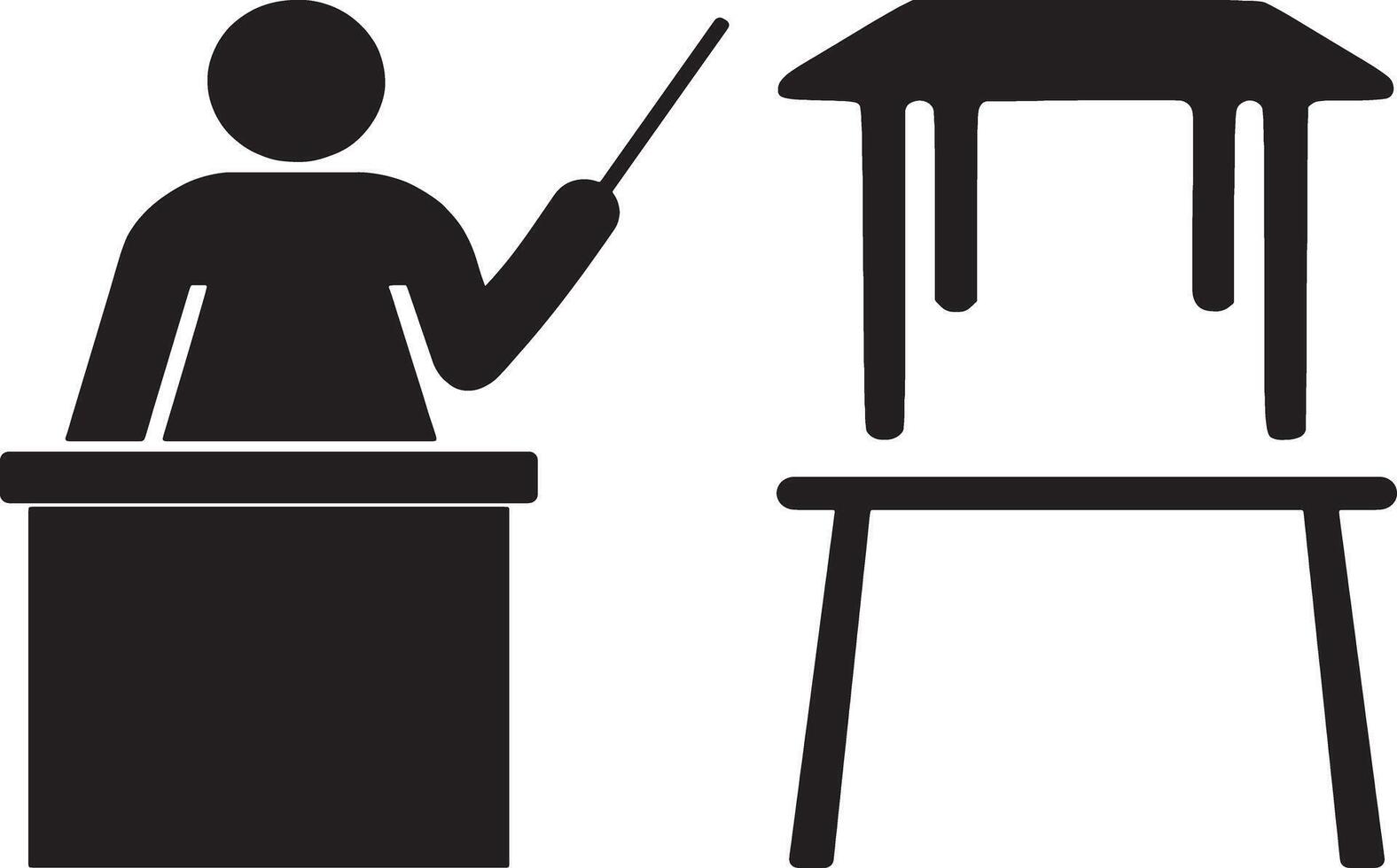 Desk table furniture silhouette . learning icon illustration graphic design. A silhouette of student is sitting at a reading table vector