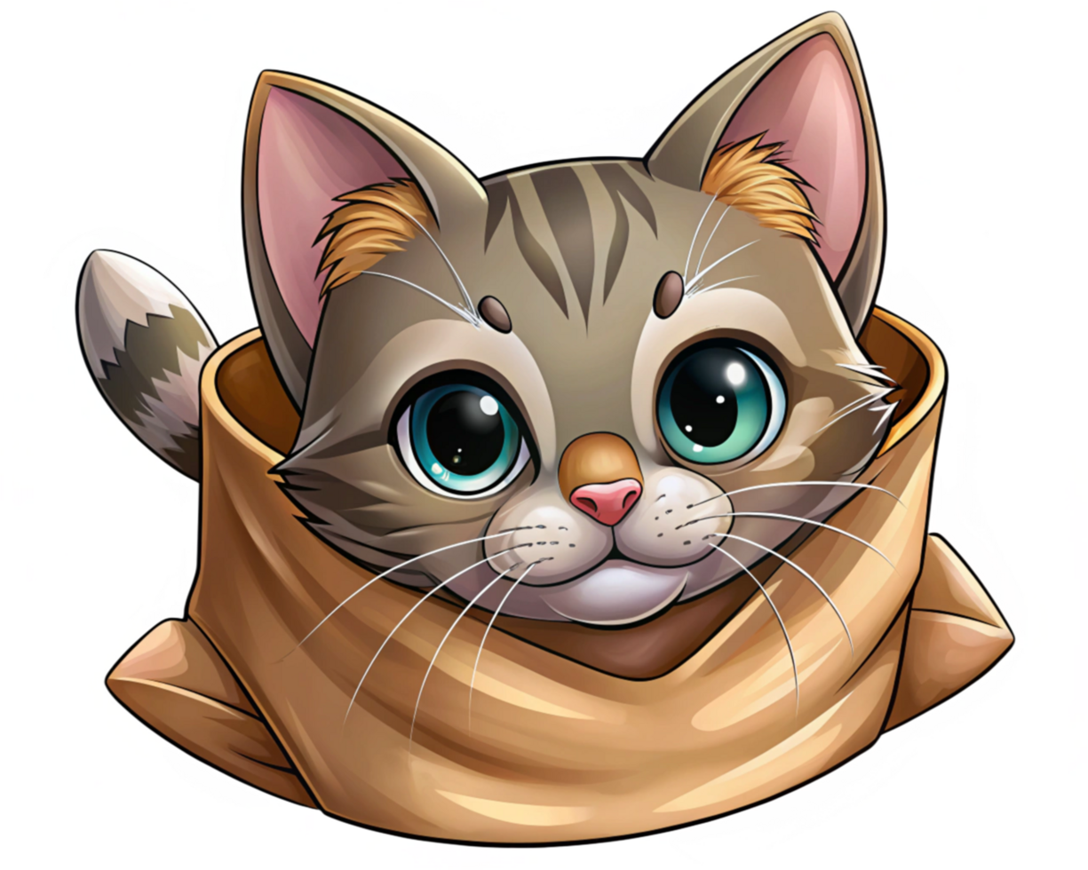 Kitten Peeking Out of Bag with Adorable Face png