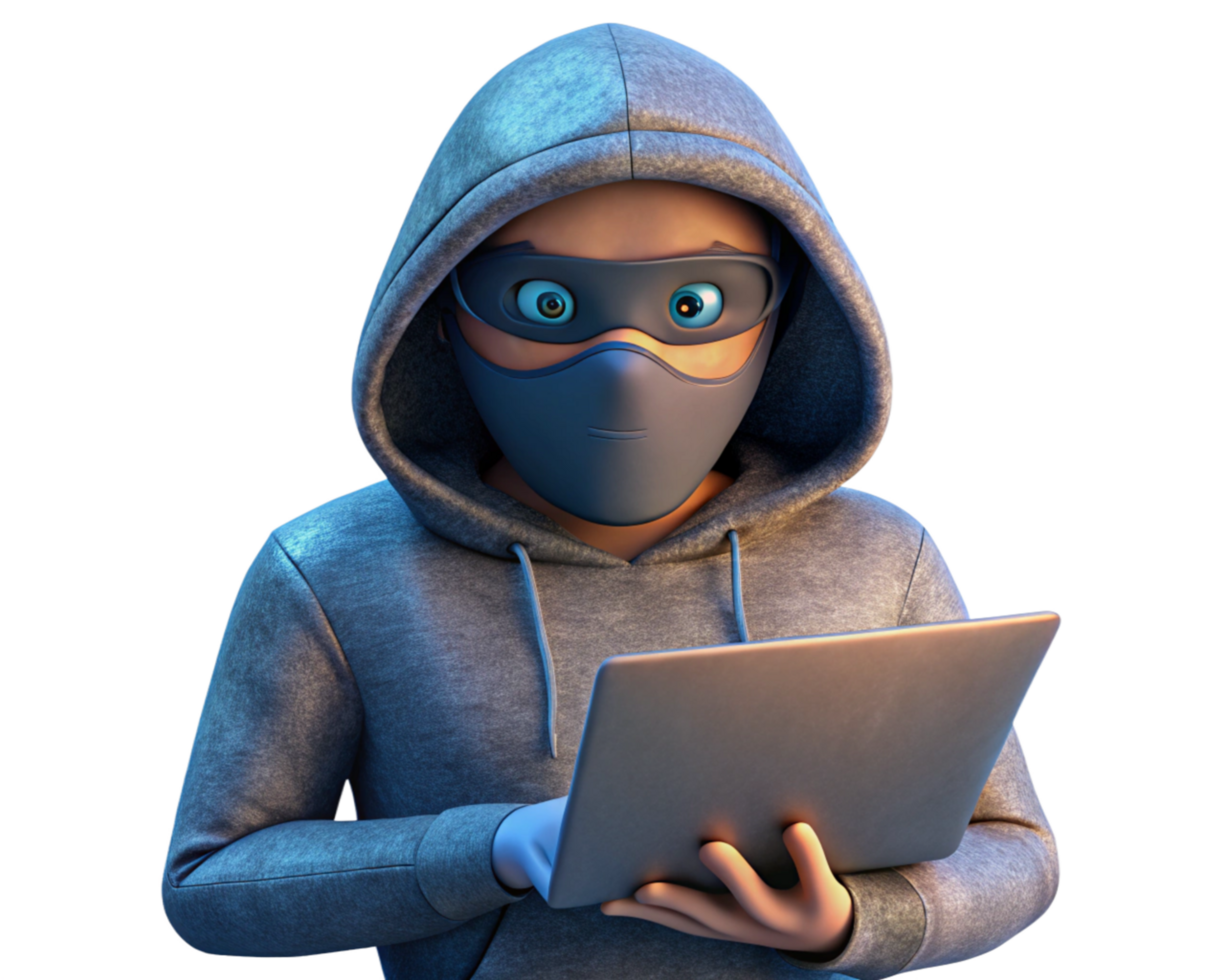 Hooded Individual in Mask Hacking Online png