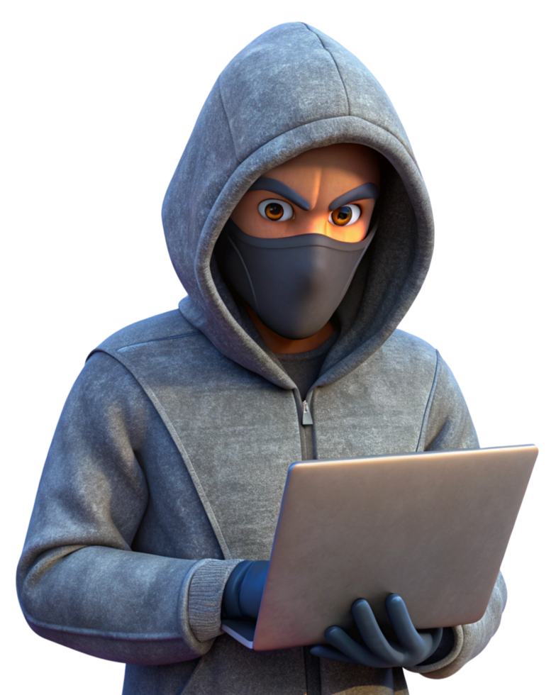 Hacker Concealing Identity with Mask and Hoodie png