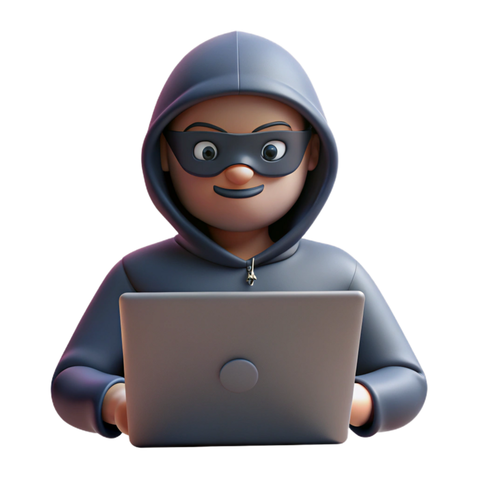 Hooded Individual in Mask Hacking Computer png