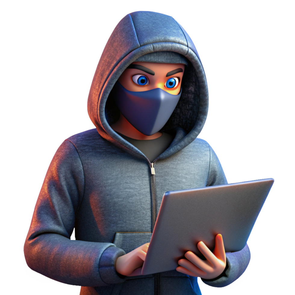 Anonymous Masked Figure Hacking with Laptop png