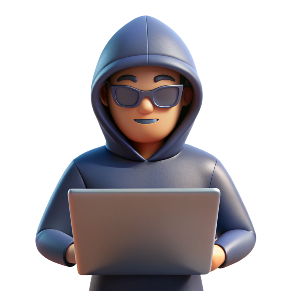 digital hacker dentro moletom com capuz usando computador portátil png