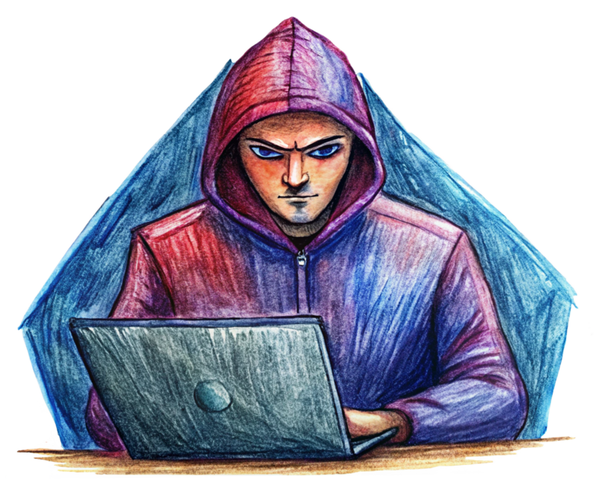 Anonymous Hacker Typing on Laptop in Mask png