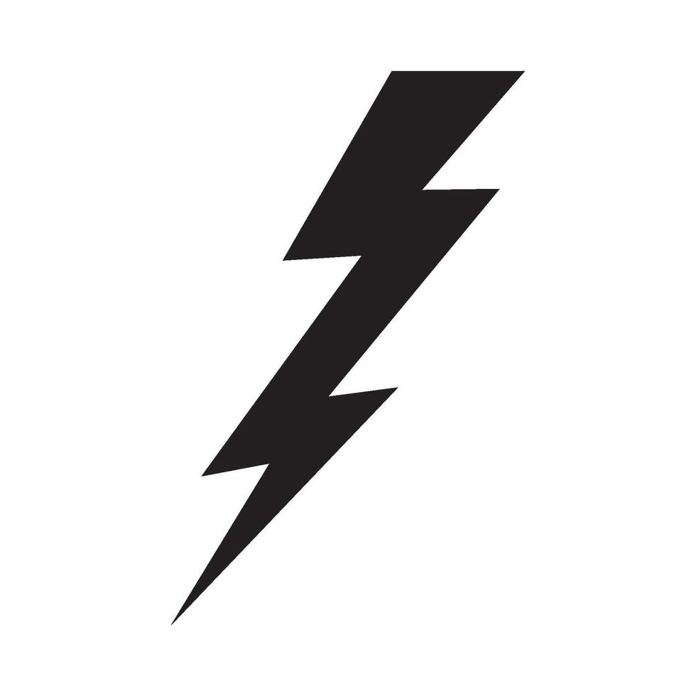 A black and white lightning bolt icon on a white background vector