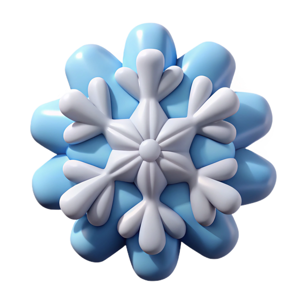A blue and white snowflake on a black background png