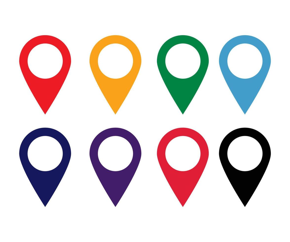 Location set map pin icons, navigator pointer vector