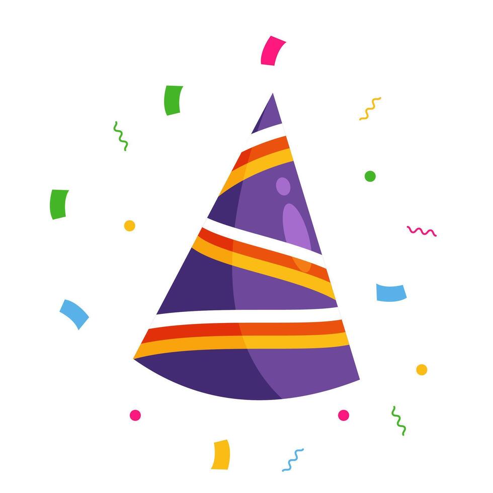 A party hat with confetti and streamers vector
