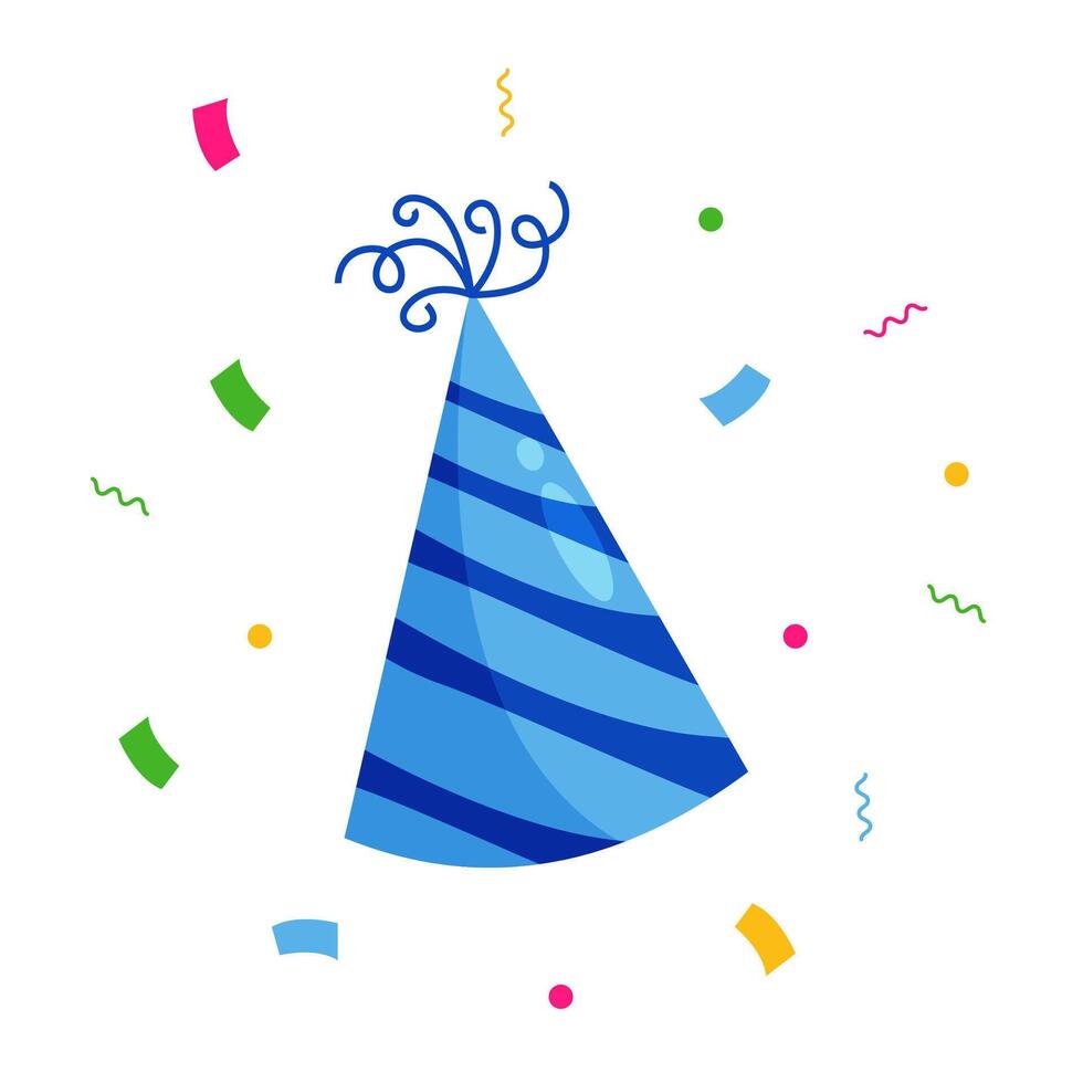 A birthday hat with confetti and streamers vector