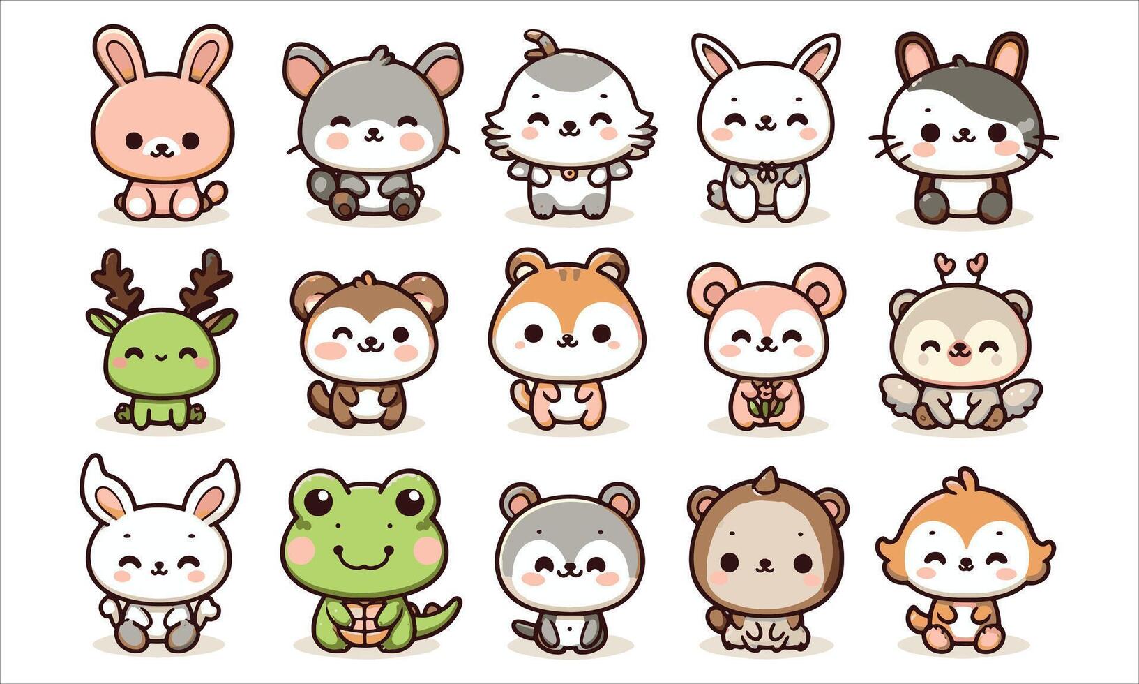 A set of cute animals characters vector