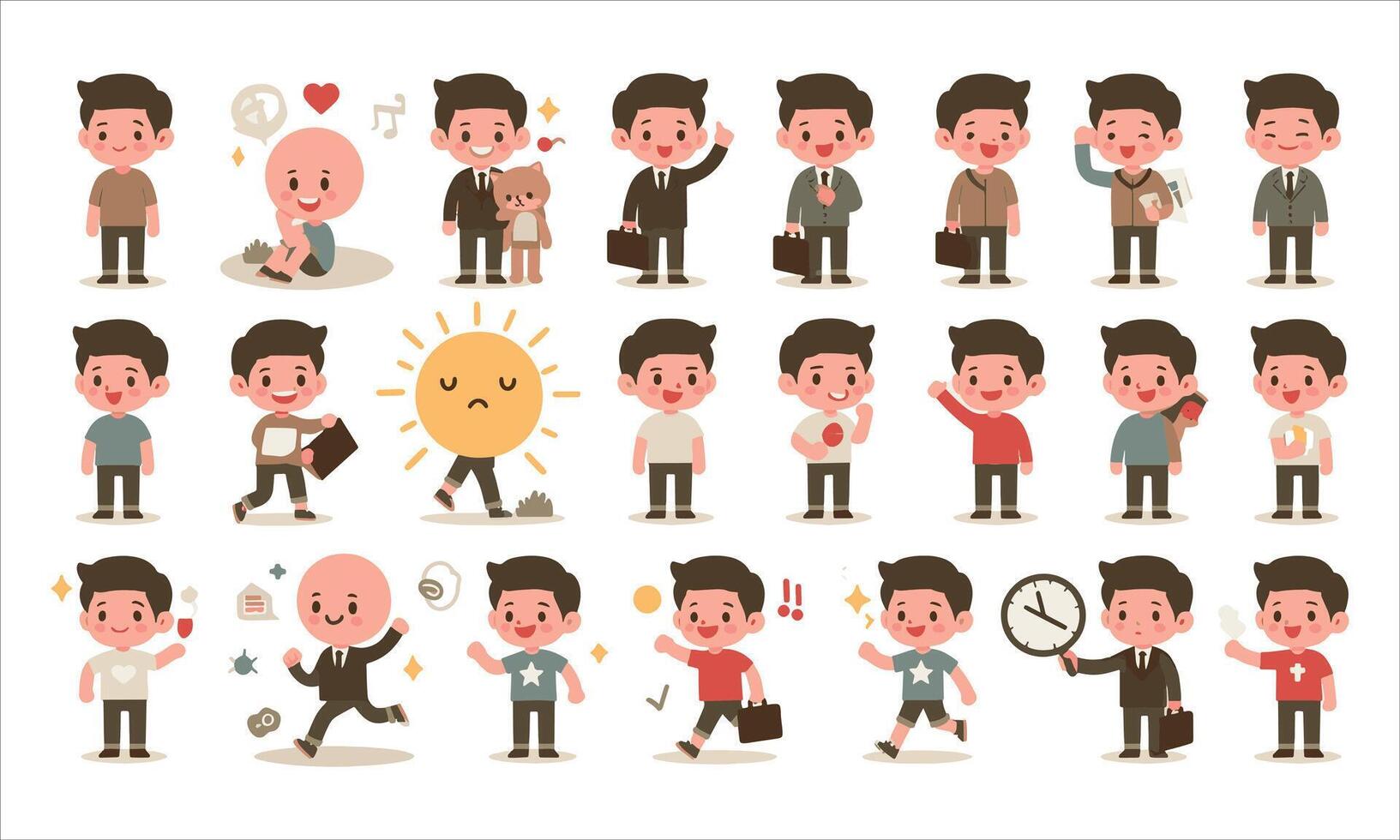 Businessman character set illustration vector