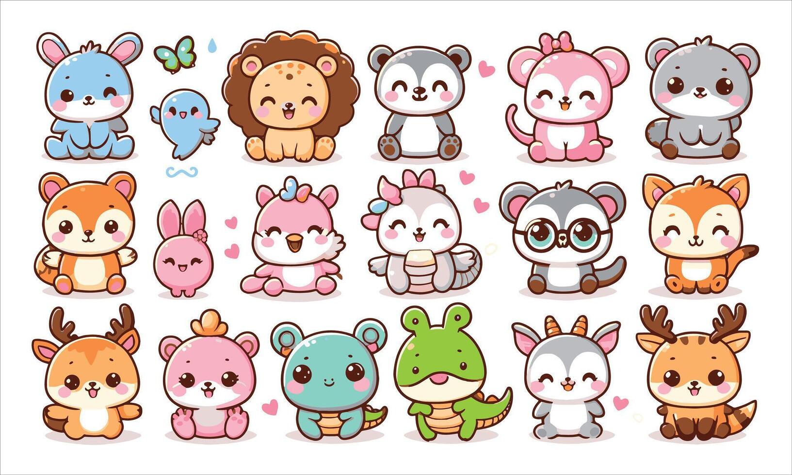 Cute animals set collection vector